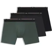 BOSS pour homme. 50534503 Lot de 3 Boxers unis noir, vert, gris (M), Homewear, Coton