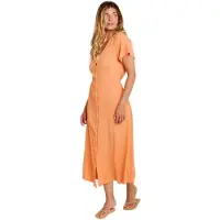 Rip Curl Molokaï Short Sleeve Midi Dress Orange S Femme