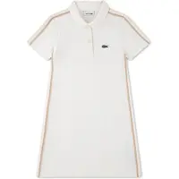 Lacoste 447080 Short Sleeve Dress Blanc 8 Years Fille