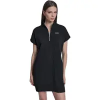 DKNY Terry Metallic Bubble Logo Short Sleeve Dress Noir XS Femme