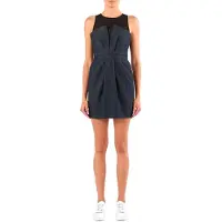 Armani Exchange pour femme. XW001977AF21337MB001 Robe évasée en chambray avec ceinture marine (M), Bleu, Casuel, Coton, Manche longue
