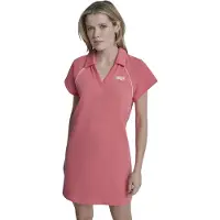 DKNY Logo Piped Short Sleeve Dress Rose S Femme