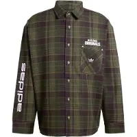 Adidas Originals Flannel Button Up Long Sleeve Shirt Vert M Homme
