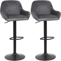WYCTIN Lot de 2 tabourets de bar Tabouret réglable en hauteur Chaise de bar pivotante Tabouret de flanelle Gris foncé