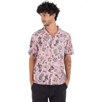 Hurley Etam Short Sleeve Shirt Rose L Homme