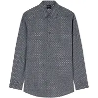Armani Exchange pour homme. XM002811AF24739FB442 Chemise marine jacquard régulière teintée dans la masse (L), Casuel, Coton, Classique,
