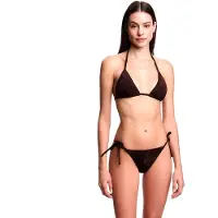 Emporio Armani pour femme. EW000786_AF20241 Bikini à motif jacquard marron (XS), Beachwear, Polyester