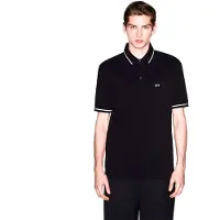 Armani Exchange pour homme. XM002356AF13026UC001 Polo raffiné noir (M), Casuel, Coton, Manche courte