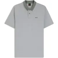 BOSS pour homme. 50507814 Polo en piquée avec logo gris (S), Casuel, Coton, Manche courte