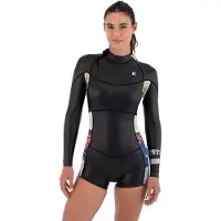 Hurley Air 2 Mm Springsuit Woman Long Sleeve Back Zip Shorty Noir 6 Femme