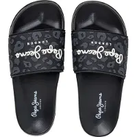 Pepe Jeans pour femme. PLS700004 Tongs coulissantes Leo noir (37), Plat, Aucun, Casuel
