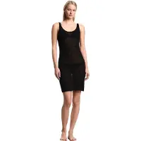 Emporio Armani pour femme. EW002738_AF19043 Robe longue noire (L), Casuel, Viscose, Sans manches / bretelles