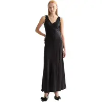 Scotch & Soda Slip Ruffled Edges Sleeveless Long Dress Noir 34 Femme