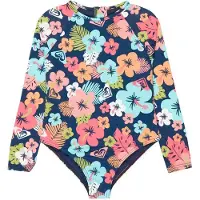 Roxy Morning Flower Erlwr03359 Junior Long Sleeve Back Zip Shorty Bleu 3 Years Fille