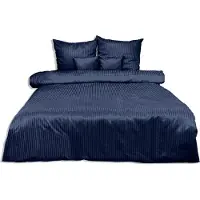 MULTITEX Literie, damassé, 100% coton, haute qualité 160x200 bleu foncé