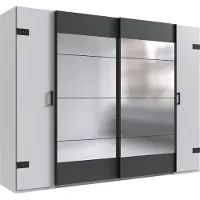 Wimex Armoire à portes battantes et coulissantes Stockholm, avec miroir, disponible en blanc ou graphite