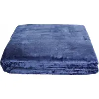 COFI Couverture douillette 270x230 cm Couverture polaire Couverture de salon en polyester Couvre-lit bleu foncé
