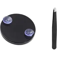 INF Miroir de Maquillage Grossissant Noir avec Pince à Épiler - Grossissement 60x