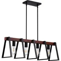 StarTech.com suspension pour îlot de cuisine 4 lumières - Lampe de salle à manger de style industriel rétro - E27 - Réglable et durable - Métal et bois de noyer - Eclairage à intensité variable - Design rustique