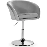 Northix Tabouret de bar pivotant réglable en velours avec dossier rond, gris
