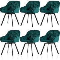 CLIPOP , ensemble de 6 chaises de salle à manger pivotantes, fauteuils de cuisine rembourrés en velours avec accoudoirs, couleur verte