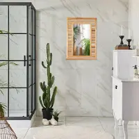 Northix Miroir de salle de bain avec étagère - Bois de noyer naturel