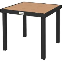 SUGIFT Table de balcon, table de terrasse, table de jardin en plastique, aspect bois, cadre en aluminium, noire | Résistante aux intempéries | 50 kg | 78x78x74 cm