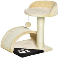 SUGIFT Tour pour chat avec cachette, griffoir de 46 cm de hauteur, colonne en sisal, arbre à grimper, couleur beige. Adapté aux chats jusqu'à 4 kg. Poids : 2,54 kg. Dimensions : 35,5 x 37 x 46 cm