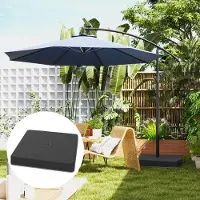 SUGIFT Socle de parasol avec plaques de lestage remplissables, poids pour parasol, pied en croix en plastique, noir | 89 × 89 cm | jusqu'à 80 kg | polyester 400 g/m²