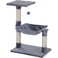 SUGIFT Arbre à grimper pour petits chats, griffoir de 70 cm avec hamac, poteau en sisal, revêtement en peluche, couleur grise. | Adapté aux chats jusqu'à 10 kg | Poids : 3 kg | Dimensions : 50 x 36 x 70 cm
