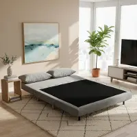 SUGIFT Canapé-lit avec dossier réglable, literie imitation lin, canapé convertible, gris | 141 x 90 x 81 cm | capacité jusqu'à 120 kg