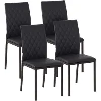 HOMCOM Chaises de salle à manger, lot de 4 chaises de salle à manger, chaises de salle à manger rembourrées, simili cuir
