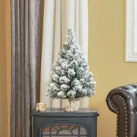 SUGIFT Mini sapin de Noël artificiel avec effet neige, sapin de table, 67 branches, plastique/polyester, vert/blanc | 32 x 32 x 60 cm | Socle en ciment | 0,8 kg