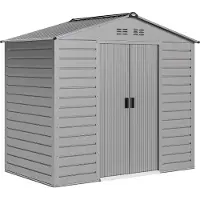 Outsunny Abri de jardin en acier galvanisé 2,43㎡ 213x131x192cm Abri de jardin gris