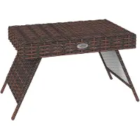 SUCCESS COURIER Table pliante en rotin 60 x 41 x 41 cm – table de jardin et d'appoint résistante aux intempéries, petite table de terrasse pour balcon et terrasse, marron