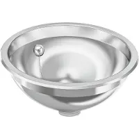 Kwc Bassin rond , modèle RONDO, en acier inoxydable, finition haute brillance, dimensions 295 x 119 mm, avec trop-plein, et garniture de vidange et de trop-plein