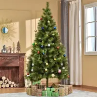 SUGIFT Sapin de Noël artificiel de 210 cm, sapin de Noël aux accents argentés, branches en PET, vert | 90 x 90 x 210 cm | 505 branches | 7,8 kg | Pied métallique