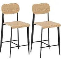 SUGIFT Tabouret de cuisine avec dossier, en bois composite, style industriel, structure métallique