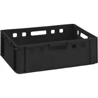 BURI Caisse à viande E2 noire 60x40x20cm Caisse de stockage Eurobox en provenance d'Allemagne, convient pour aliments, robuste, empilable