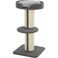 SUGIFT Arbre à chat multi-étages, griffoir de 91 cm avec des poteaux en sisal, panneau de particules, couleur grise. | 2 étages | Poteaux de diamètre 16,5 cm | 45 x 45 x 91 cm