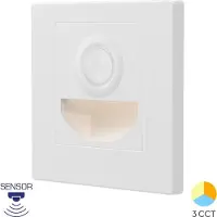 Braytron Éclairage d'escalier LED avec détecteur de mouvement, 1,5 W, 3CCT blanc, encastré mural, 230 V, IP20