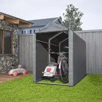 GIHAUVIA Garage à vélos résistant aux intempéries Remise à outils pour 1-2 vélos Carport Tente avec protection UV Remise à vélos 100 x 187 x 160 cm