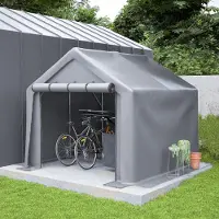 GIHAUVIA Garage à vélos résistant aux intempéries Remise à outils pour 3-4 vélos Carport Tente avec protection UV Remise à vélos 244 x 241 x 217 cm