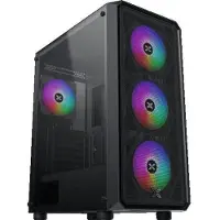 Xigmatek Boîtier PC (sans alimentation) - - DUO X - Moyen tour - Format E-ATX - 4 ventilateurs RGB 120 mm inclus - Noir