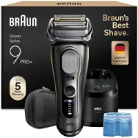 Braun Rasoir électrique Series 9 PRO+ pour hommes, 5+1 lames ultra-fines, rasoir électrique, rasoir avec batterie 60 min, station de nettoyage, 9665cce