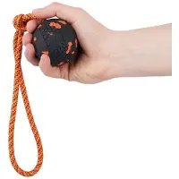 Non-Stop Dogwear Non-Stop - Ball with rope - Orange/black - 6cm (Jouet de balle pour chiens)