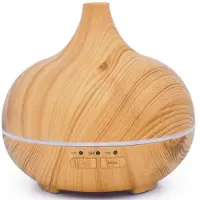 OEM Diffuseur d'aromathérapie à LED Ultrasone - 400 ml - Houten - Avec anneau lumineux LED - 7 couleurs - Fonction minuterie - Fonction de diffusion continue - Mode silencieux