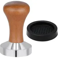 OEM Tasseur à café - 51 mm - manche en bois et racloir en silicone - acier inoxydable - pour espresso - robuste et lourd - design barista