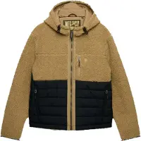 Superdry Homme Veste Hybride Matelassée à Capuche Outdoor Borg Brown Taille: M