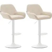 BellaFurn lot de 2 tabourets de bar - sièges en similicuir - confort de rotation à 360° | Couleur : crème | Couleur de base : blanc